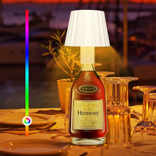 Diealles Shine Lampe De Bouteille De Vin LED, Lampe De Table Tactile Sans Fil Mit Batterie 4000 mAh, IP44 Lampe De Table Rechargeable Dimmable Pour L'intérieur/Extérieur Restaurants Bars (Blanc)