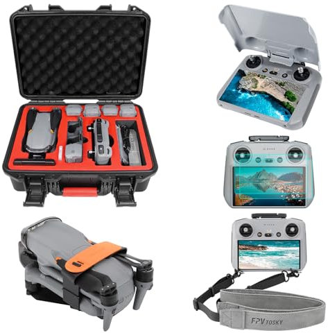 FPVtosky Air 3s Zubehör-Set, 5-in-1-Zubehör-Set, Air 3s Hülle, Umhängeband, Displayschutzfolie, RC2 Sonnenschutz, Propellerhalter für DJI Air 3 Zubehör