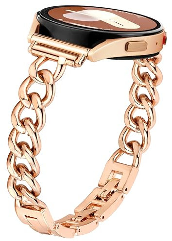 Ocaer Kompatibel mit Samsung Galaxy Watch 7/FE/6/5/4 Armband 40mm 44mm/ 6 Classic 43mm 47mm/ 5 Pro 45mm, Metall 20mm Armband für Samsung Watch 4 Classic 42mm 46mm/Active 2, Damen(Rosegold)