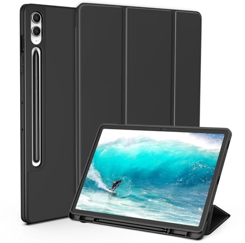 SSS·GRGB Case for 12.4 Inch Samsung Galaxy Tab S10+ Plus 2024/Tab S9+/ S9 FE Plus 5G 2023 Case with S Pen Holder, Slim Folio Stand Protective Tablet Cover, Auto Wake/Sleep, Multi-Angle Viewing, Black