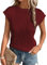 Gemulate Slimming Spring Tops Casual Short Sleeve Basic tee Shirts for Women Knit Solid Ladies Summer Denim Tunic Top Wine XXL