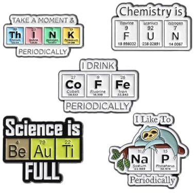 Period of Elements Enamel Pins Custom Chemical Element Brooches Lapel Badges Science Jewelry Cartoon Letters Badges for Backpack Bag Clothes Jacket
