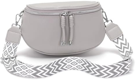 Atgbiem Bauchtasche Damen Grau Crossbody Bag Damen Klein Umhängetasche Damen Handtasche Veganes Leder Bags for Women