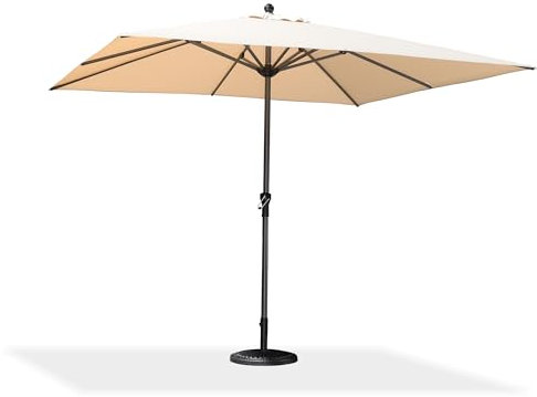 PURPLE LEAF 3 X 3 M Aluminium Balcony Parasol with Tilt, Garden Parasol with Crank, Market Umbrella, UV-Resistant, for Garden, Patio, Beige