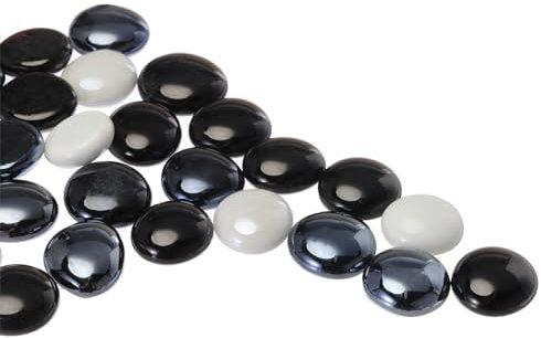 QUARKZMAN Perle Vetro, 36pz Pietre Preziose Vetro Piatto Nero/Bianco 0,44 Libbre (0,67-0,87) Biglie Vetro Ciottoli per Riempitivi Vasi Decorazioni Acquari Artigianato Fai-da-Te