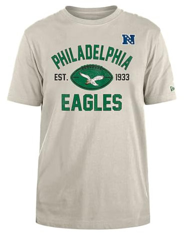 PHILADELPHIA EAGLES New Era Cap NFL Regular T-Shirt Distressed Screenprint Team Graphic Stone Unisex