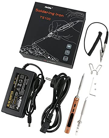 benchtop Power Supply Mini TS100 Digital Electric USB Smart Adjustable Soldering Iron Set 65W LCD Programmable + Power Supply + 2 Solder Iron Tips DC Voltage Regulator (Color : TS-B2 TS-C4) (TS)