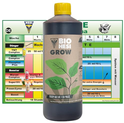 Hesi Bio Grow 1L, Hesi Bio-Grow Dünger für kräftiges Wachstum, Organischer Dünger für gesunde Pflanzen, Biogrow Hesi Dünger 1 Liter – Optimale Nährstoffversorgung für Indoor- und Outdoor-Anbau