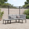 IKAYAA 3-TLG Balkonlounge Alu Gartenlounge Set Gartenmöbel Klein Balkonmöbel Sofagarnitur Balkon Gartenlounge Loungemöbel Alu Ecklounge Gartensofa Balkon Sofa mit Kissen Hellgrau