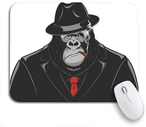 Mauspad Roter Gorillaaffe Im Anzug Gangster Mafia Lustig Office Mauspad Modernes wasserdichte Laptop Schreibunterlage, Für Arbeitsstudium, Homeoffice, 25 x 30cm