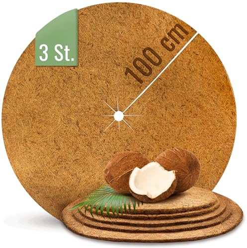 ProFlora® Kokos Mulchscheibe Winterschutz - Biologisch abbaubare Kokosscheibe als Winterschutzmatte für Pflanzen (100 cm, 3 Stück)
