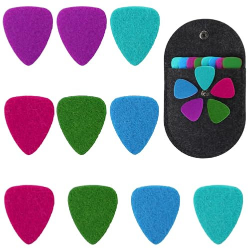 Filzplektren für Ukulele, Bass, Gitarre, Filzplektren, mit Tasche, für elektrische, akustische und akustische Gitarre, 10 Stück