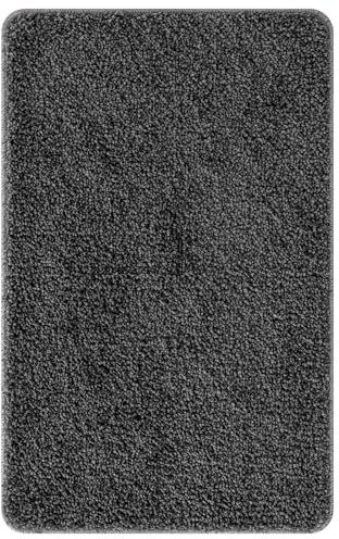 vidaXL Moderne dunkelgraue Badematte 60 x 90 cm rutschfest Wasserfest Polyester Teppich Maschinenwaschbar Badezimmer-Zubehör Bequeme rechteckige Form Boden Innenfleckenabweisend