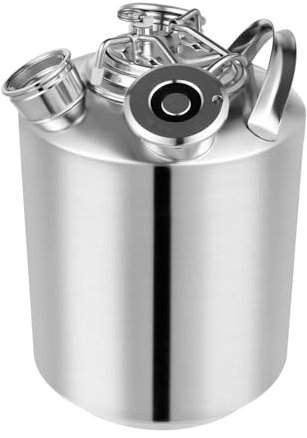 CHIMHOON Reinigungsbehälter 10L Edelstahl Bierreinigungsfass, 3-Kopf Edelstahl Bierleitungsreinigungsgerät mit Deckel, Reinigungsgerät Bierreinigungsdose für Heimbrauen & Bierzapfanlage