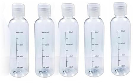 Flacon Voyage Avion Transparent avec Flip Cap 100ml, 5 Rechargeable Bouteille pour Cosmétique, Accessoires Contenant Flacon Vide pour Lotion,Shampoing,Gel Douche,crème Solaire,