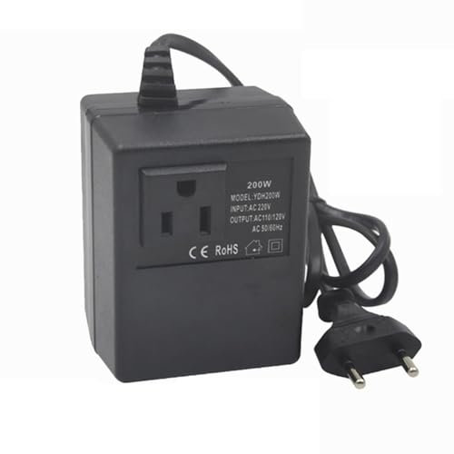 JANZU Transformador de Potencia Regulador de Voltaje Convertidor de Voltaje de 220 V A 110 V Transformador Reductor Inversor 200 W Enchufe UE