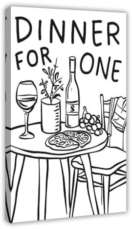 QOGDAF Minimalistisches Leinwandposter Dinner For One, Wandkunst, Dekordruck, Gemälde für Wohnzimmer, Schlafzimmer, Dekoration, 30 x 45 cm