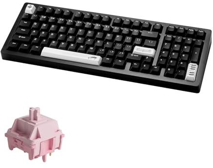 MONSGEEK M2 V5 VIA Mechanische Aluminium-Tastatur, Schnellentriegelung, Tri-Modus-Gaming-Tastatur mit 8000 mAh RGB Hot-Swap-fähigem schwarzem Klavier, vorgeschmierter Stellar Rose Switch