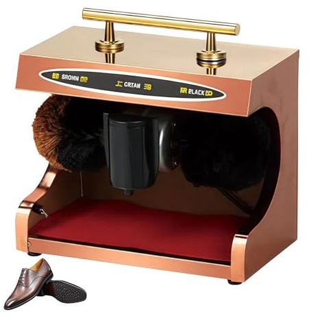 Mixtric Automatischer Schuhputzer, GeräUscharmer Elektrischer Schuhreiniger für Gewerblichen Einsatz, Edelstahl Staubentfernungsset für Zuhause, Hotel und Bank,Rose Gold