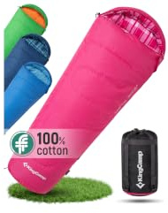 KingCamp Kids Mummy Sleeping Bag Flannel | 100% Cotton,-13 to 6℃,Warm&cozy for Kids 100-145cm. Ideal for Travel, Outdoor Activities