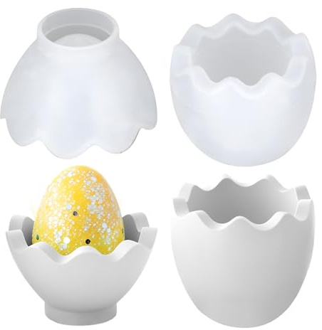Silikonformen Gießformen ostern, Silikonform Ei für Kerzenbecher, Silikonform Ostern Eierschale für DIY Osterdeko, Ei-Kerzengießform für Frühling Gießen, Epoxidharz, Wachs & Gips