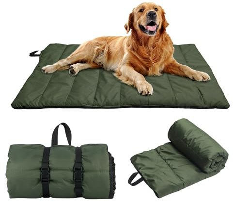 Feelhap Hundedecke 110x68cm Waschbares,Hundedecke für Unterwegs Wasserdicht,rutschfeste Hundematte Komfort und Weiches Wasserdichtes Hundebett,Outdoor,Reise,Auto-Kofferraum Hundekissen (Dunkelgrün)