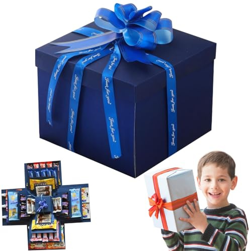 RNPKZ Überraschung Box, 5-Lagige Explosionsbox, Kreative Überraschungsbox, DIY Handgemachte Überraschung Box, Surprise Boxs mit Band für Valentinstagsgeschenke, Geburtstag, Hochzeitstag (Blau)