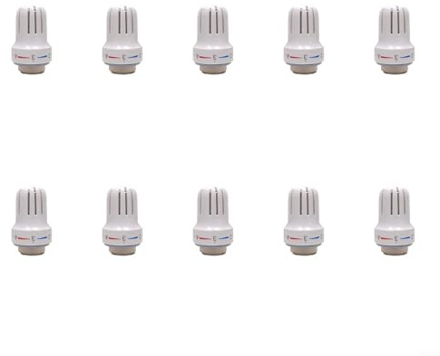EXTRWORY Thermostatkopf M30 x 1,5 für Heizkörpertemperaturregelung, fünf Einstellungen, Legierung, Kunststoff, weiß, 85 x 34 mm, Heimbüro (10 Stück)
