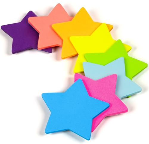 AUAUY 8 Stück Sterne Haftnotizen, 240 Blatt, 8 Farbigen, 66×66 mm | Klebezettel, Einfach zu Schreiben und Aufzukleben, Selbstklebend Farbige Memo, für Zuhause, Büro, Schule, Küche