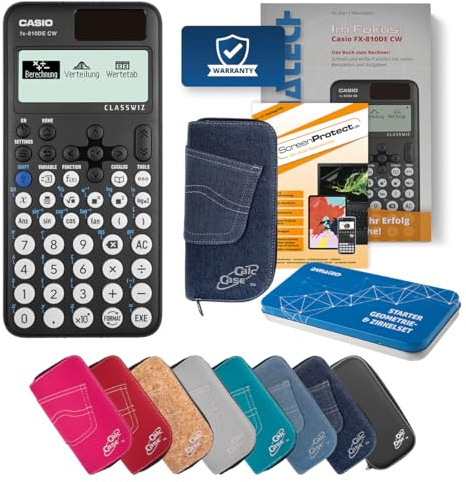 Casio FX 810DE CW Schulrechner mit CalcCase Schutztasche & Fachbuch, Wissenschaftlicher Taschenrechner – ideal für Schule, Studium & Prüfung - Classic Set