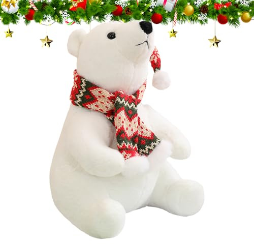 Bear Plush - Niedliches Plüschbär Kuscheltier | Giant Polar, Companion Polar Bears mit Schal für Damen Mädchen Sofa Nachttisch Wohnzimmer Schlafzimmer Kindergarten Urlaub
