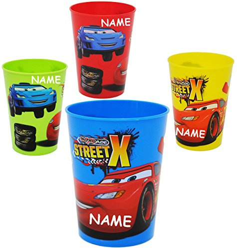 alles-meine.de GmbH 1 Stück 3 in 1 - Trinkbecher/Zahnputzbecher/Malbecher - Becher - Cars - Lightning McQueen - incl. Name - 280 ml - Trinkglas aus Kunststoff Plastik -..