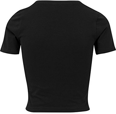 Build Your Brand Womens By042-ladies Cropped Tee T-Shirt, Black, L EU