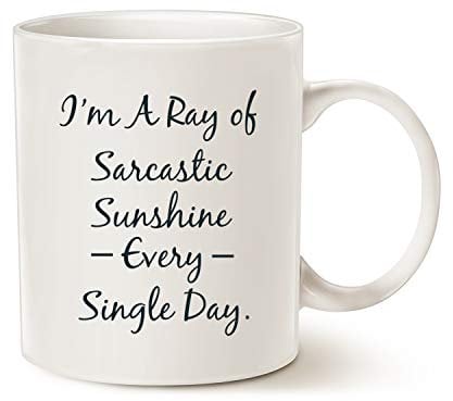 This Funny Personalize Coffee Mug, Sarcastic Ray of Sunshine Gifts, Best Mug for Lovers of Sarcasm, Ceramic Cup White, 11 Oz