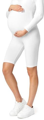 Be Mammy Legging Court Grossesse Maternité Tenue Sport 04(Blanc, XL)