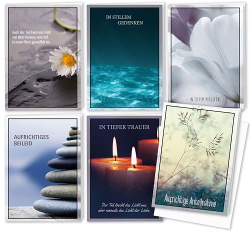 younikat 6er Set würdevolle Beileidskarten mit Umschlag I DIN A6 I Trauerkarten Kondolenzkarten modern I hochwertig I Beileid und Anteilnahme dv495