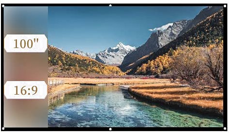 ASHATA Projector Screen,16:9 Projection Screen Thicken Portable Non-Crease Soft Polyester Projector Curtain for Projector Home Theater Outdoor/Indoor/Camping Movie,White,40-120 Inch (100in)