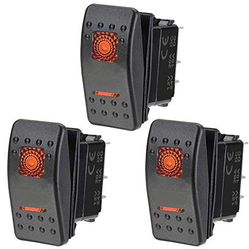 ETOPARS 3 X Schwerlast Auto Boot Wippschalter Instrumententafel Zwei Gelb Licht AN AUS 5Pin SPST Kippschalter Wasserdicht 12V 20A 24V 10A
