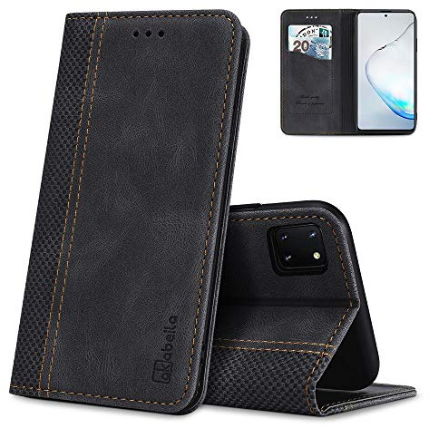 AKABEILA Cover per Samsung Galaxy Note 10 Lite/A81/M60S Pelle Custodia per Samsung Galaxy Note 10 Lite/A81/M60S Cover Flip Portafoglio Magnetica Stand Covers Frosted Porta Telefono Nero
