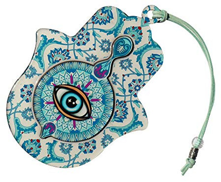 ClipGrip Hamsa-Wanddekoration | Hand der Fatima hängender priestlicher Segen des bösen Blicks für Zuhause & Geschenk (16,5 cm – blaues Auge)