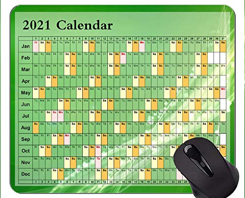 Kalender für 2021 Jahre rutschfestes Gummi-Gaming-Mauspad, grüne Vitalitäts-Mauspads