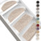 Floordirekt Hochflor-Stufenmatten Bali | Halbrund oder Eckig | Treppenmatten in 11 Farben | Strapazierfähig & pflegeleicht | Stufenteppich für Innen (Beige, Halbrund 65 x 23,5 cm)