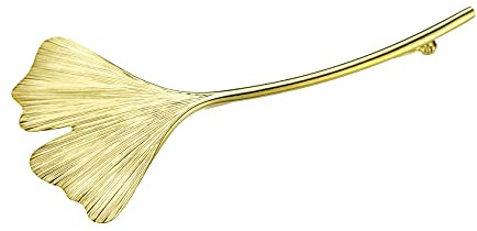 Große Brosche Gold Ginkgo für Damen Anstecknadel