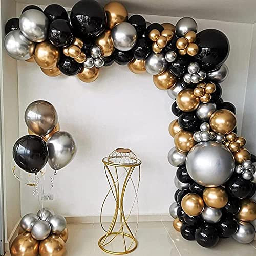 Nytlivet Luftballon Girlande Set Schwarz Gold, Ballonbogen Kit Chrom Ballon Girlande Hintergrund, für Geburtstag Deko Bachelorette Party Hochzeit Dekorationen Abschluss Dekorationen