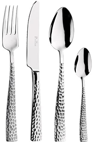 Pintinox, Set 48 pezzi Posate Palace Martellato, Acciaio Inox, Made in Italy, 12 persone