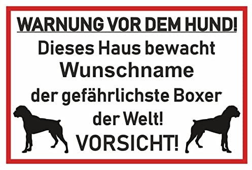 Samunshi® Aufkleber Boxer Warnung - Schild Sticker Hinweisschild Warnschild Vorsicht Hund 25 x 16,7cm Boxer Warnung schwarz