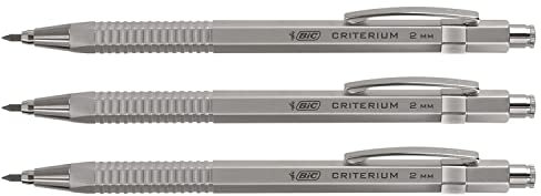 BIC Lot de 3 Portes mines rechargeable CRITERIUM Luxe Silver HB 2 mm