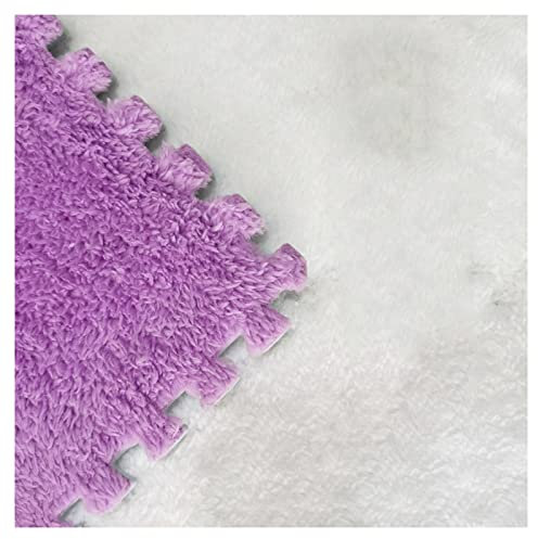 Plüsch-Puzzle-Schaumstoff-Bodenmatte, Weiche, Flauschige, Ineinandergreifende Schaumstofffliesen, Tatami-Teppiche, 30,5 X 30,5 cm Teppichquadrate Für Das Schlafzimmer Zu Hause,Lila,16 Pcs