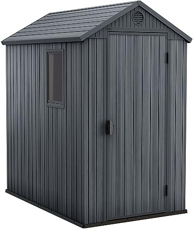 Keter Outdoor Storage Tool Shed for House, Lawn & Garden, 4x6’ Darwin, Graphite