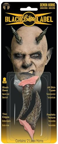 Tinsley Transfers Demon Horns by Black Label Latex - Ultra-Realistic Latex Costume Accessory for Halloween, Cosplay, and Theatrical Makeup - Reusable, Lightweight, and Easy to Apply